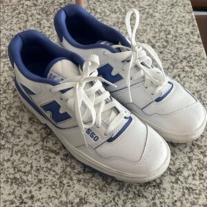 New Balance White and Blue Athletic Shoes 550